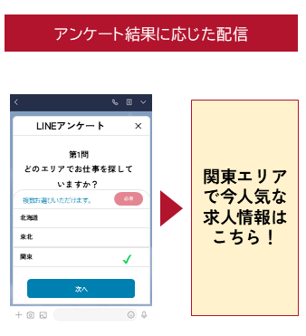 アンケート結果に応じた配信_求人サイト運営企業のLINE活用の一例