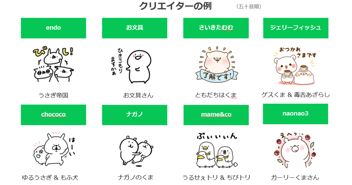 LINEコラボクリエイター例